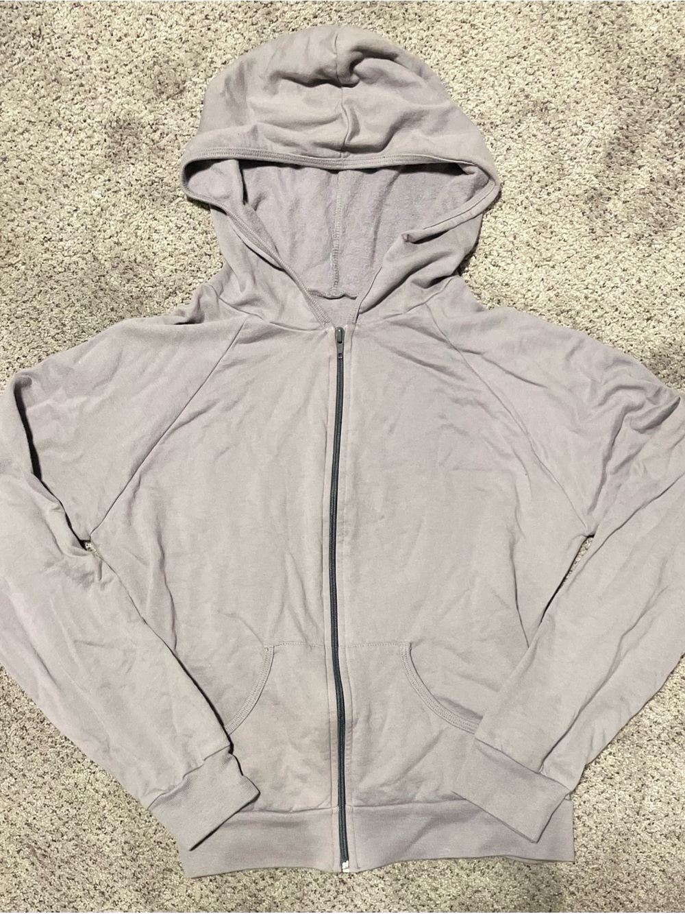 Vintage American Apparel 5497 California Fleece Zip Hoodie Light Lavender Purple